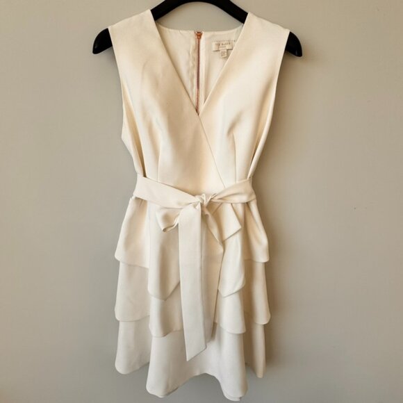 Ted Baker Reinah White Tiered Flounce Mini Dress - Picture 1 of 10